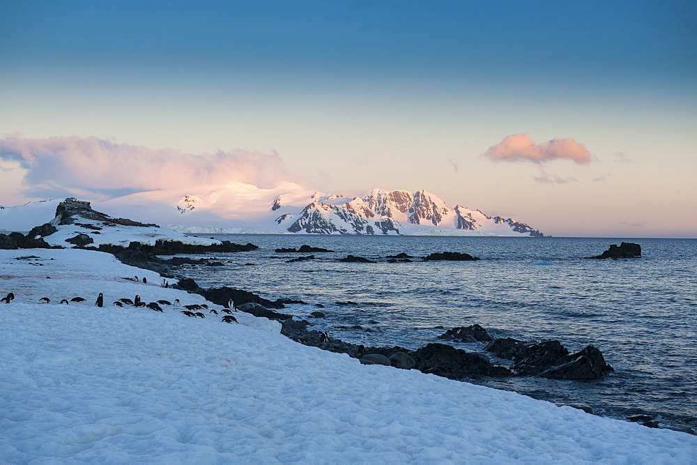 Sunset in Half Moon Bay, South Shetland Islands, Antarctica, Polar Regions 