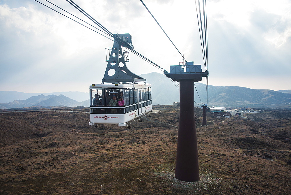 Aerial ropeway on Mount Aso, Kyushu, Japan, Asia