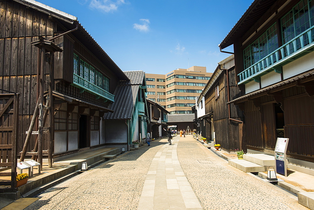 Colonial buildings in Dejima man made island in the port of Nagasaki, Kyushu, Japan, Asia