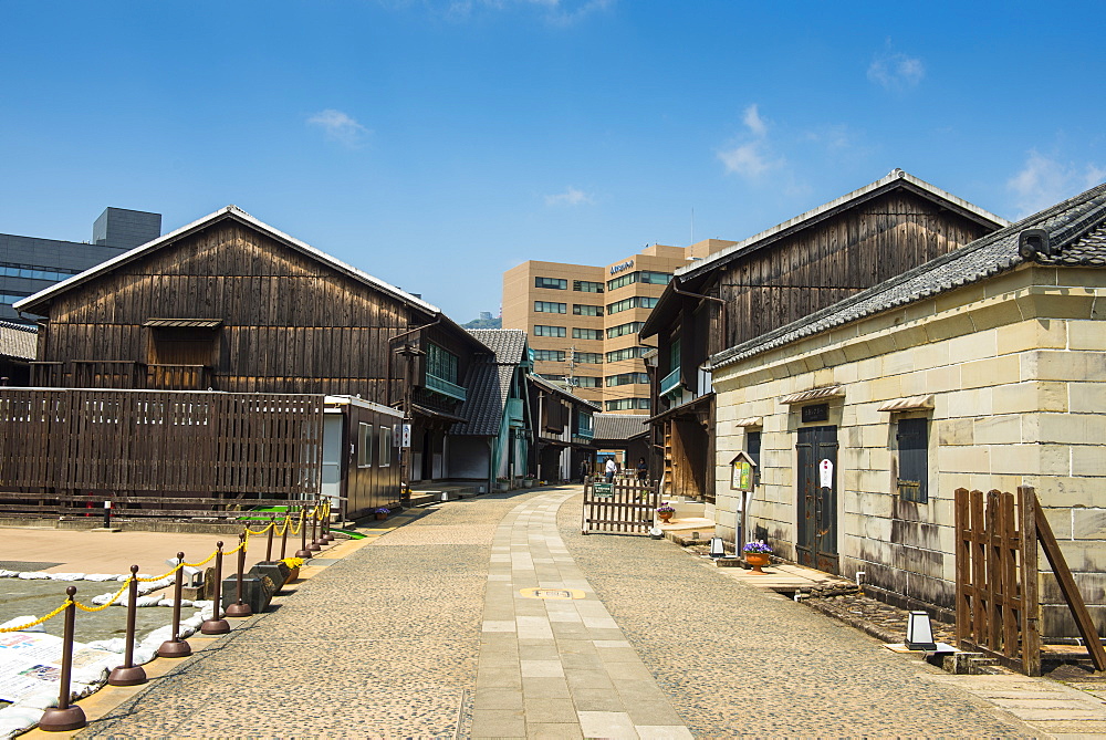 Colonial buildings in Dejima man made island in the port of Nagasaki, Kyushu, Japan, Asia