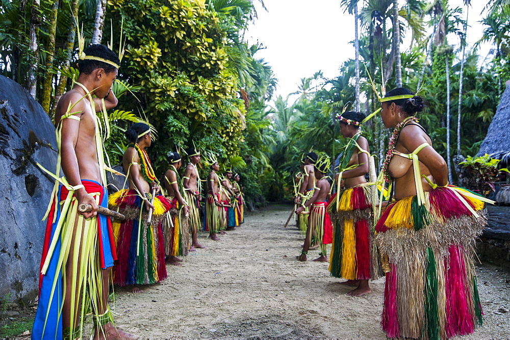 Stick dance from the tribal people of the island of Yap, Federated States of Micronesia, Caroline Islands, Pacific