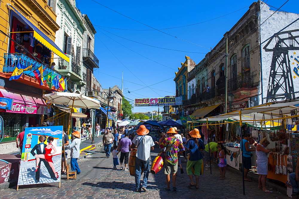 Street scene in La Boca neighbourhood in Buenos Aires, Argentina, South America