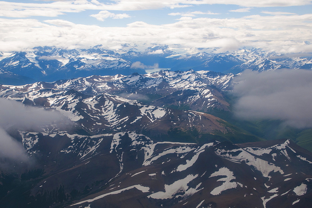 Aerial of Los Glaciares National Park, UNESCO World Heritage Site, Patagonia, Argentina, South America 