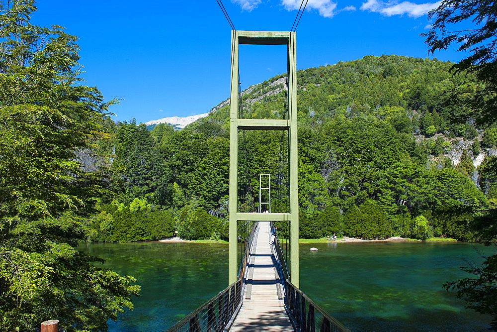 Hanging bridge in the Los Alerces National Park, Chubut, Patagonia, Argentina, South America 