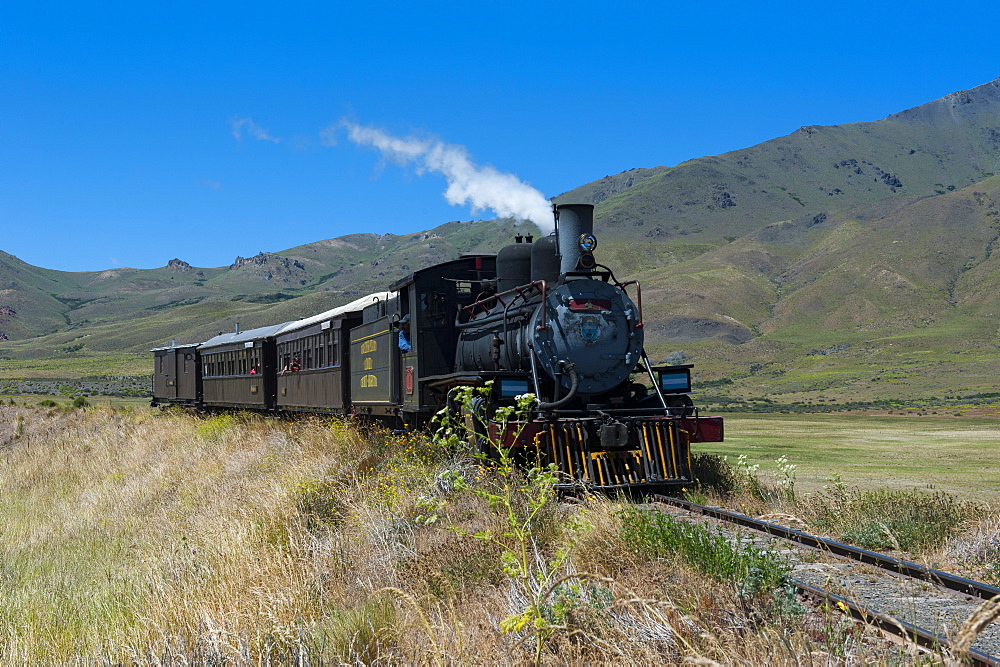 La Trochita, the Old Patagonian Express between Esquel and El Maiten in Chubut Province, Patagonia, Argentina, South America 