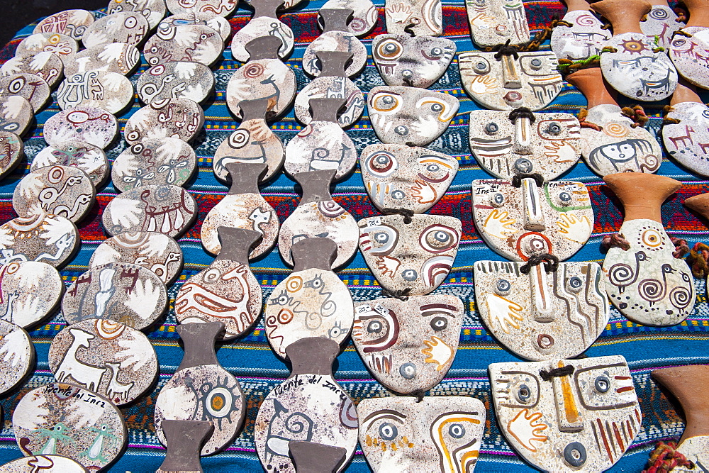 Souvenirs for sale on the mountain pass between Mendoza and Santiago, Andes, Argentina, South America 