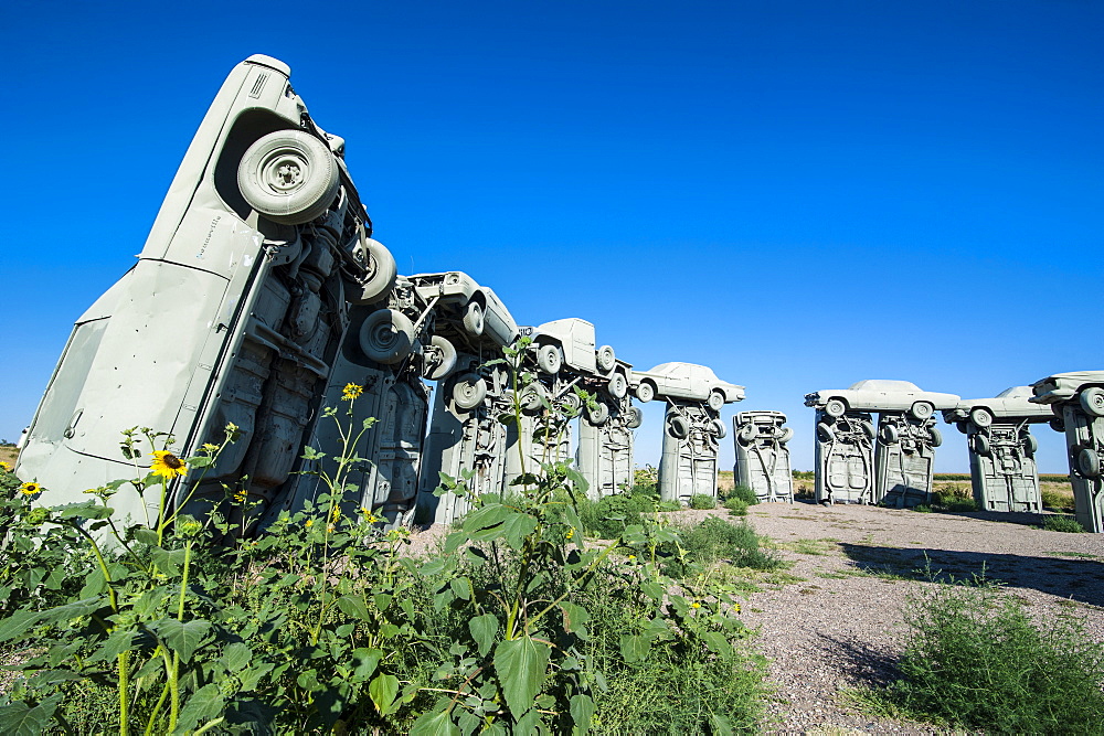 Carhenge, a replica of England's Stonehenge, made out of cars near Alliance, Nebraska, United States of America, North America 