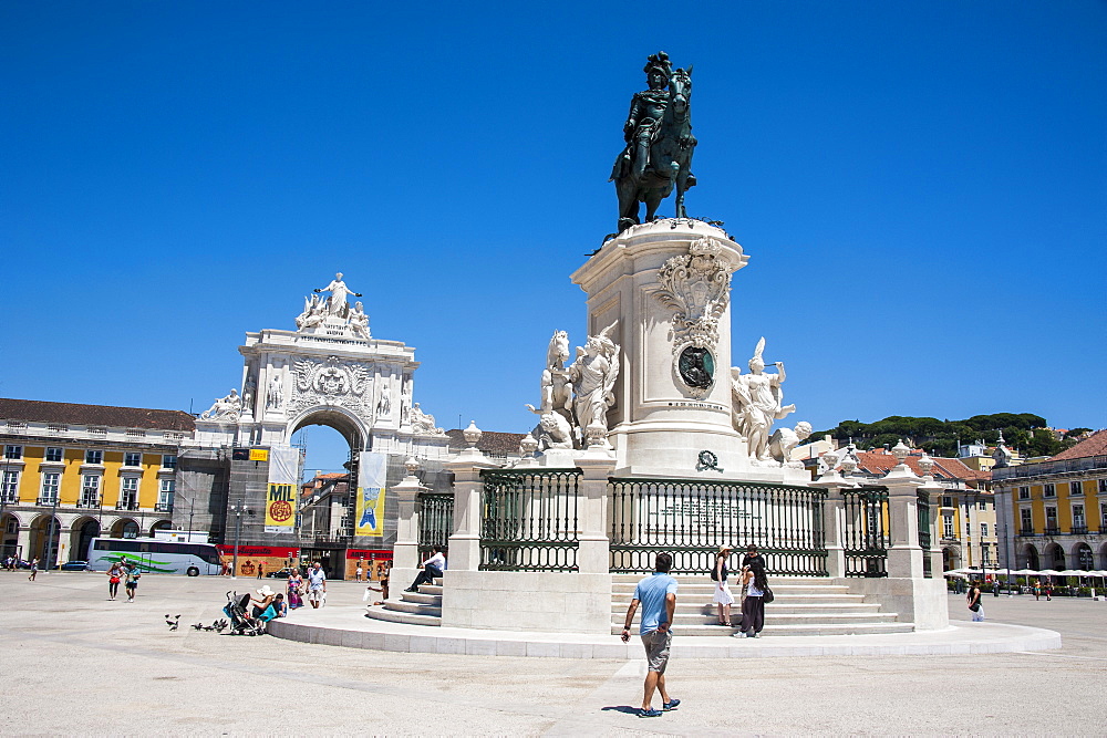 Statue of King Jose I, on Praca do Comercio, Lisbon, Portugal, Europe