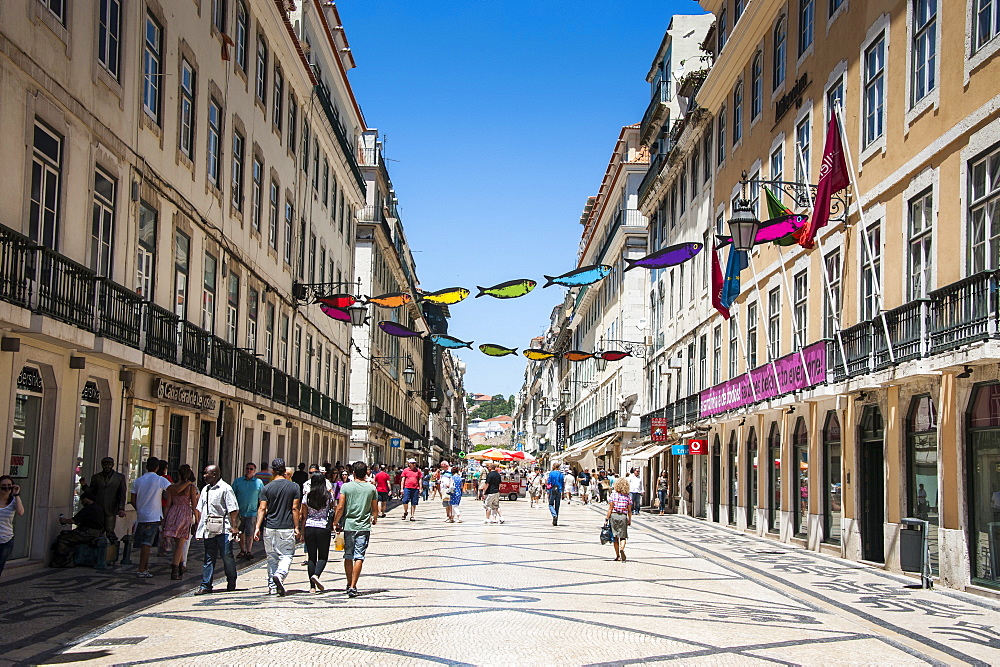 The old town quarter of Baixa in Lisbon, Portugal, Europe