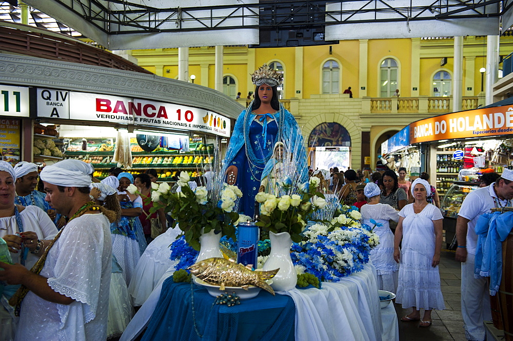 Christian procession in the public market hall in Porto Alegre, Rio Grande do Sul, Brazil, South America