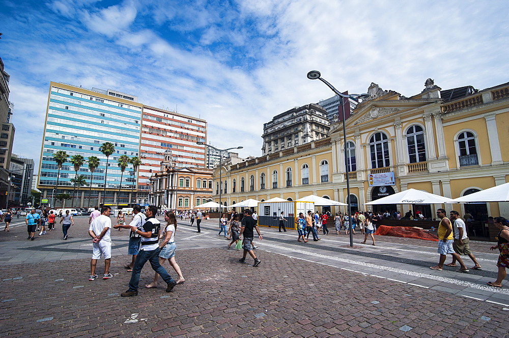 Public market hall in the pedestrian zone in Porto Alegre, Rio Grande do Sul, Brazil, South America