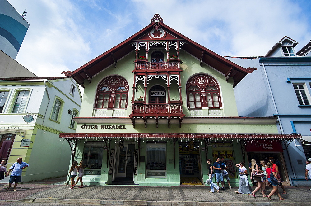 Colonial architecture in the German town of Blumenau, Brazil, South America