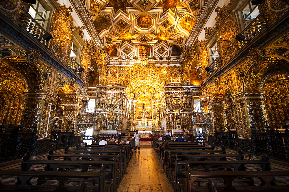 Interior of the Saint Francisco Church in the Pelourinho, UNESCO World Heritage Site, Salvador da Bahia, Bahia, Brazil, South America 