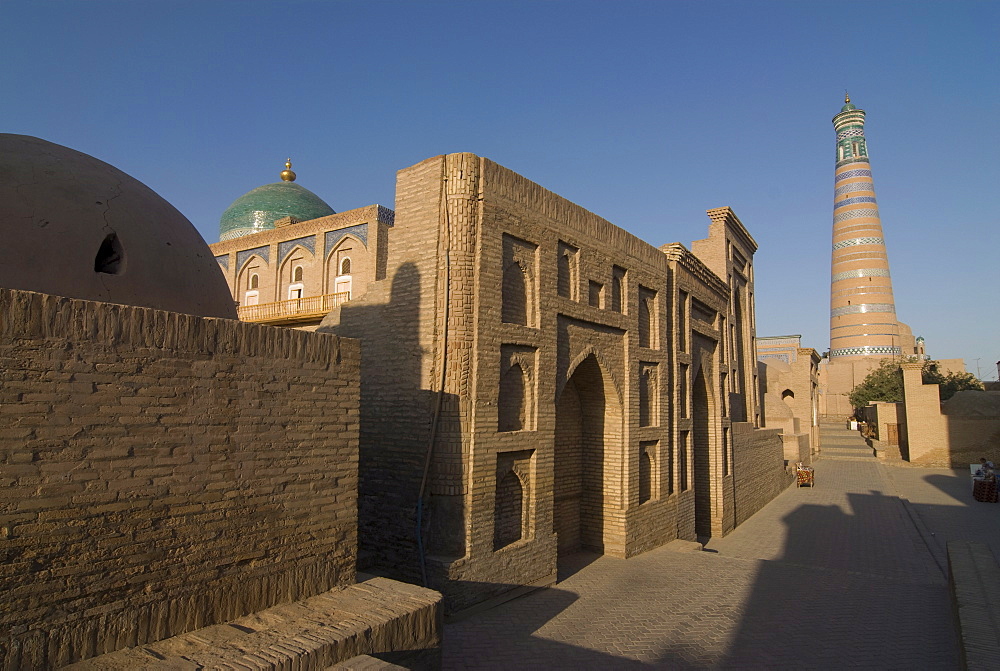 Mosques at Ichon Qala (Itchan Kala) Fortress, UNESCO World Heritage Site, Khiva, Uzbekistan, Central Asia