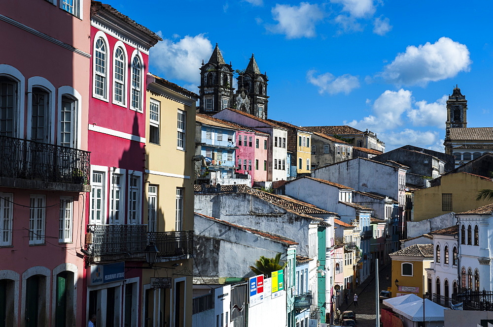 Colonial architecture in the Pelourinho, UNESCO World Heritage Site, Salvador da Bahia, Bahia, Brazil, South America 