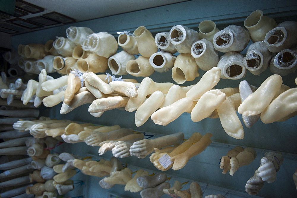 Artificial limbs in a side room of the Nosso Senhor do Bomfim church, Salvador da Bahia, Bahia, Brazil, South America 