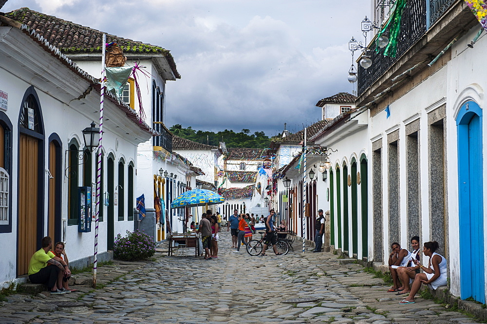 Colourful colonial houses in Paraty south of  Rio de Janeiro, Brazil, South America