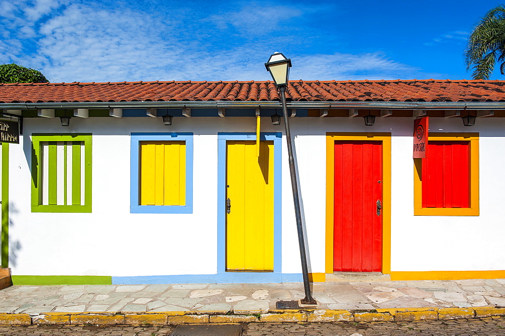 Colourful houses in the historic village of Pirenopolis, Goais, Brazil, South America