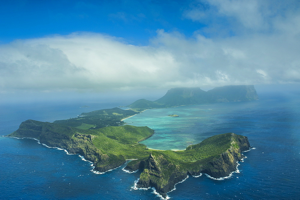 Aerial of Lord Howe Island, UNESCO World Heritage Site, Australia, Tasman Sea, Pacific