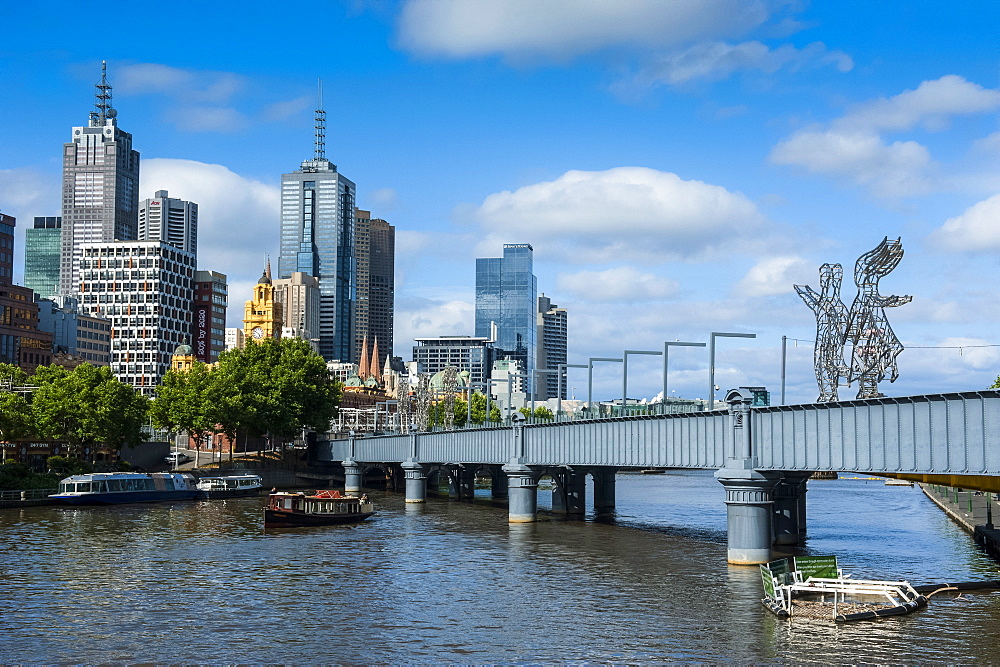 High rise buildings on the Yarra River flowing through Melbourne, Victoria, Australia, Pacific