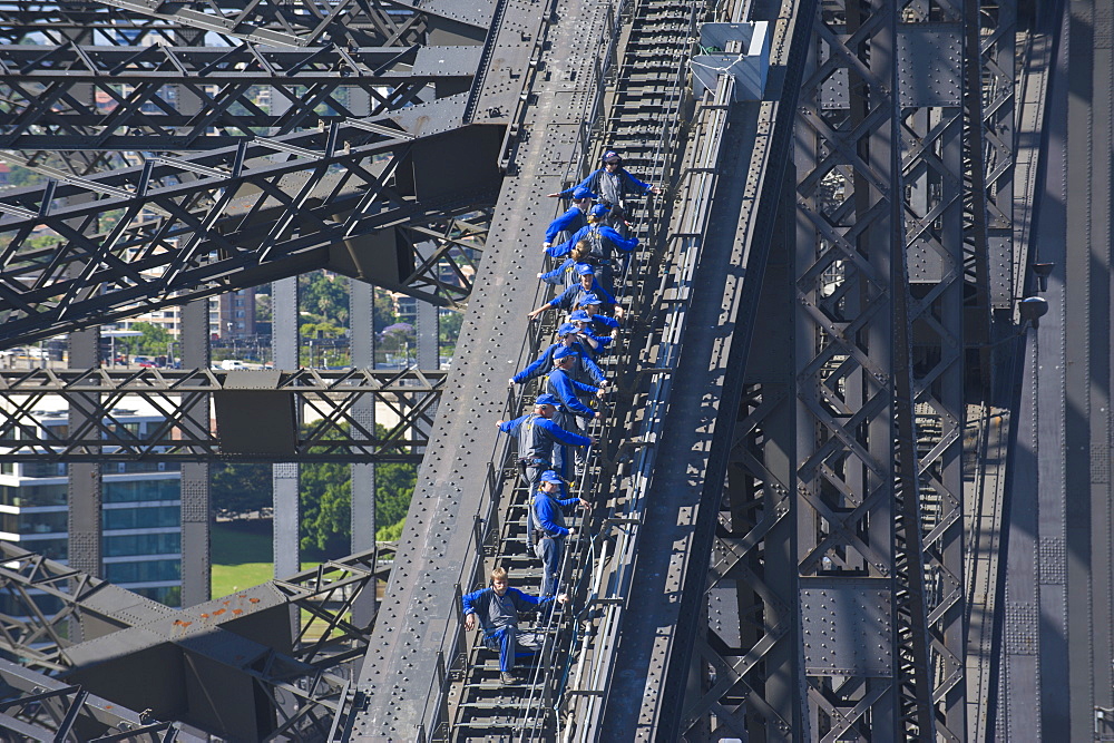 Tourists climbing on the Sydney harbour bridge, Sydney, New South Wales, Australia, Pacific