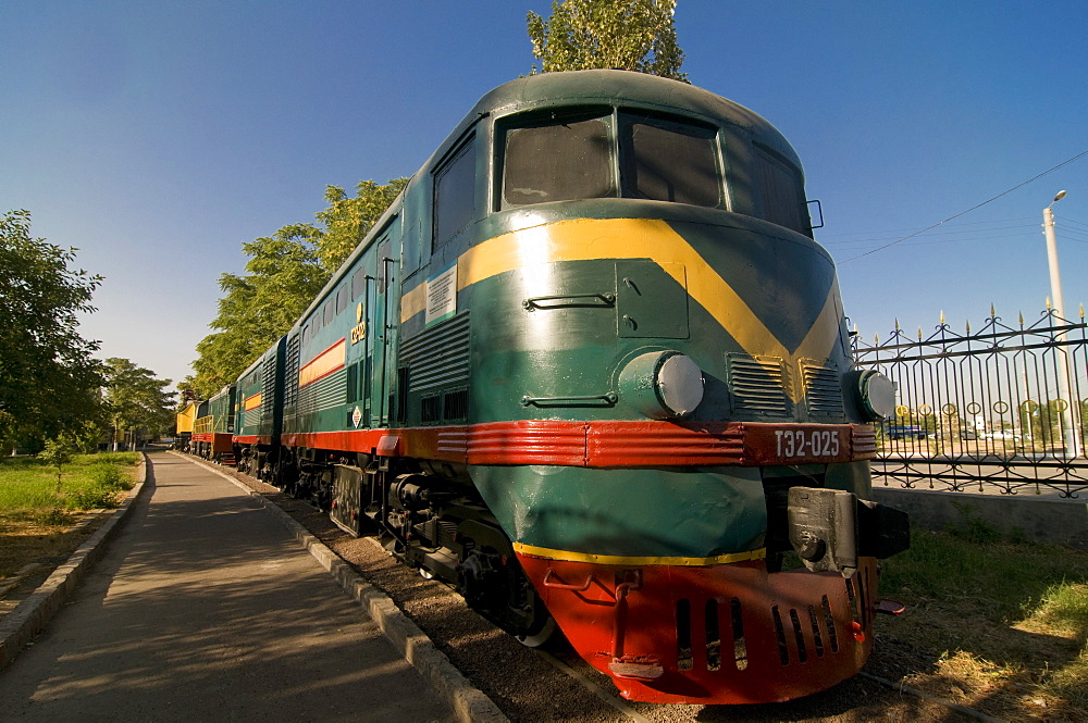 Front of an old  locomotive, Railway Museum, Tashkent, Uzbekistan, Central Asia, Asia