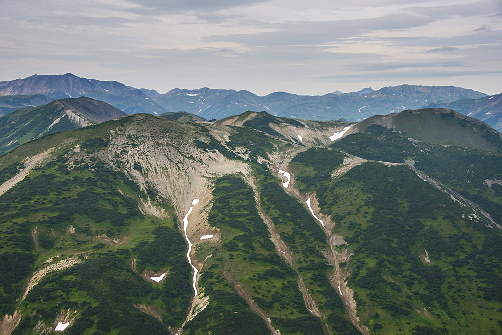 Aerial of the uninhabitated south of Kamchatka, Russia, Eurasia 