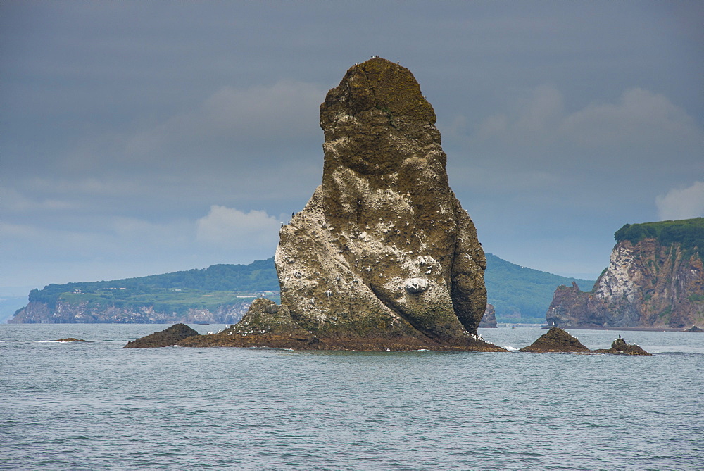 Large monolith in the Avacha bay near Petropavlovsk-Kamchatsky, Kamchatka, Russia, Eurasia 