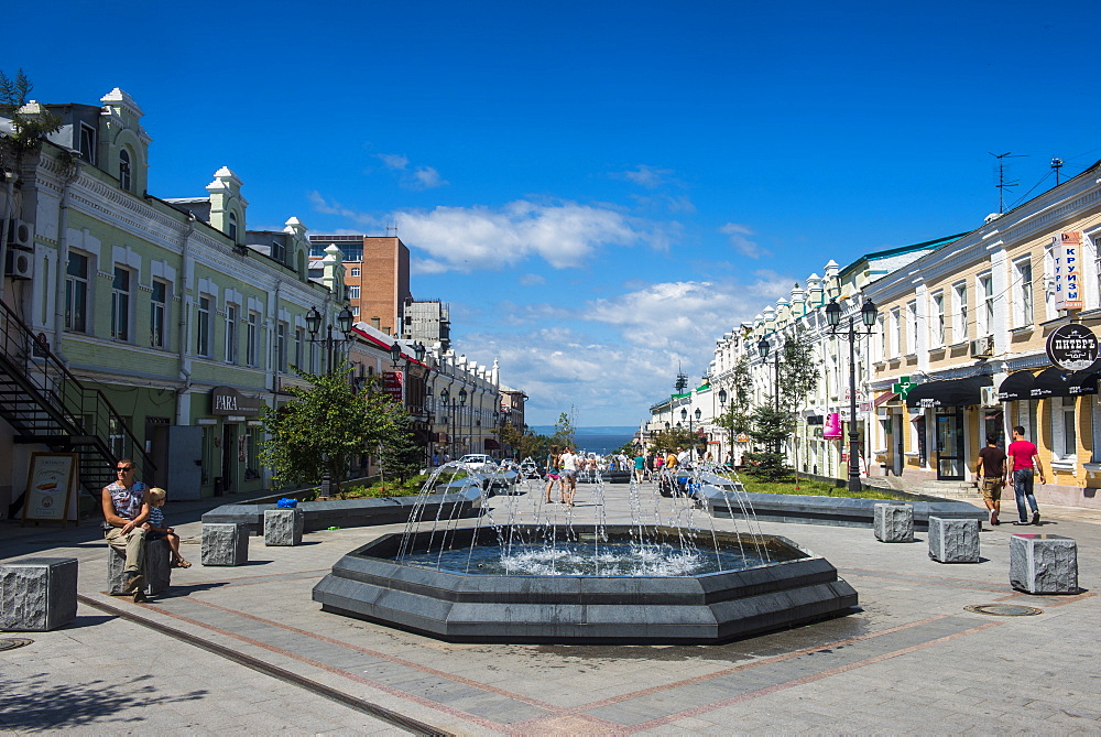 Picturesque Admiral Fokin Street, Vladivostok, Russia, Eurasia