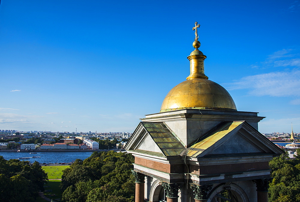 View from St. Isaac's Cathedral with a golden cupola, St. Petersburg, Russia, Europe 