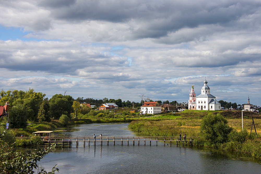 The Kamenka River flowing through Suzdal, Golden Ring, Russia, Europe 