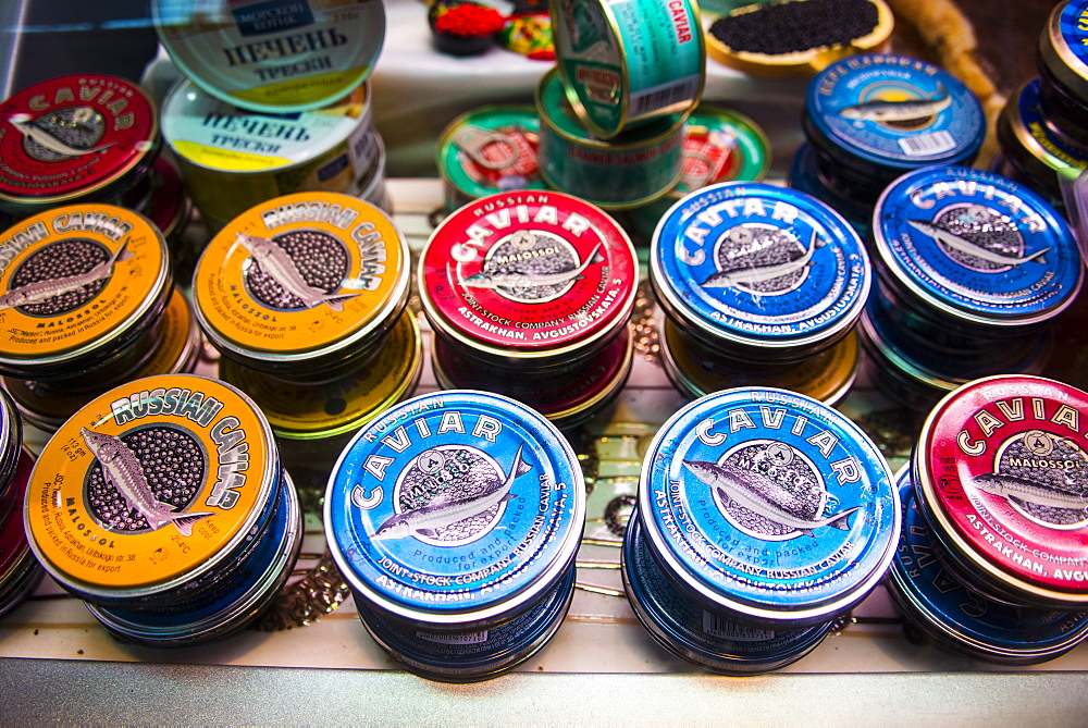 Caviar for sale in the market of Kiev (Kyiv), Ukraine, Europe 