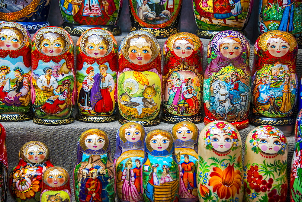 Russian dolls for sale as souvenirs in Kiev (Kyiv), Ukraine, Europe 