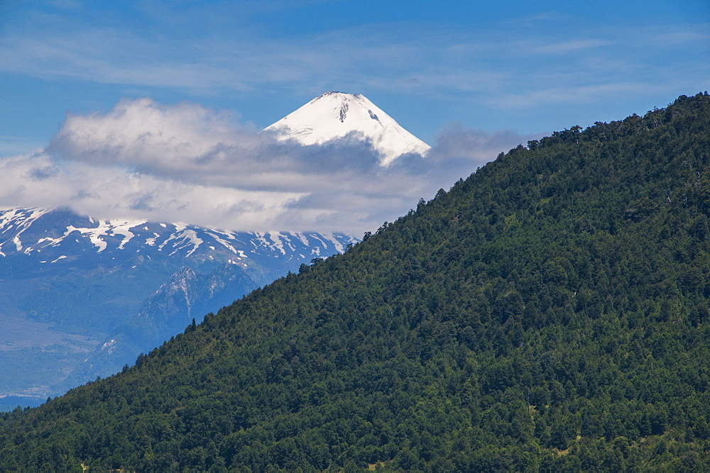 Volcano Villarrica and the beautiful landscape, Southern Chile, South America 