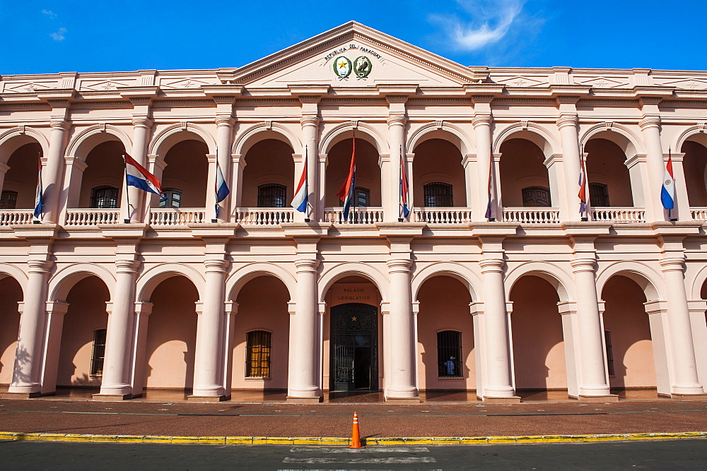 The pink Cabildo, Museum of the National Congress in Asuncion, Paraguay, South America 