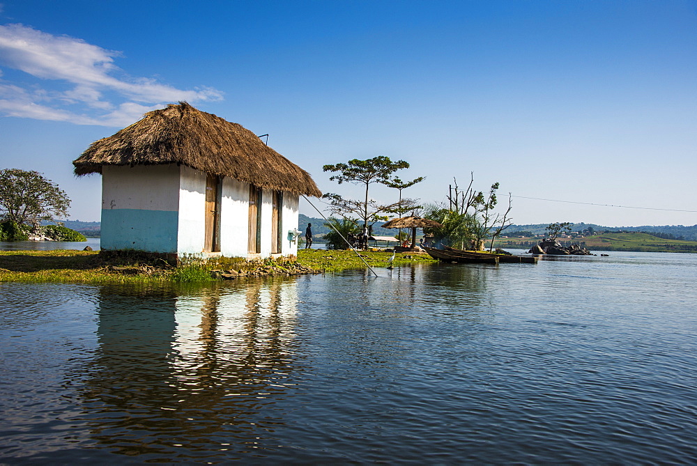 Little island at the source of the Nile, where the Nile starts, Jinja, Uganda, East Africa, Africa