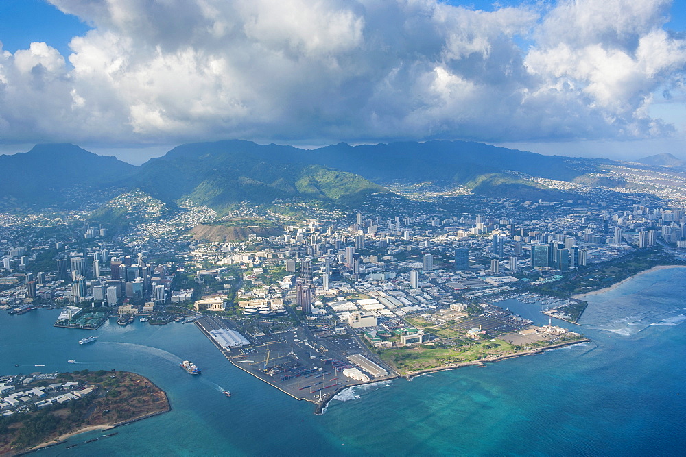 Aerial of Honolulu, Oahu, Hawaii, United States of America, Pacific 