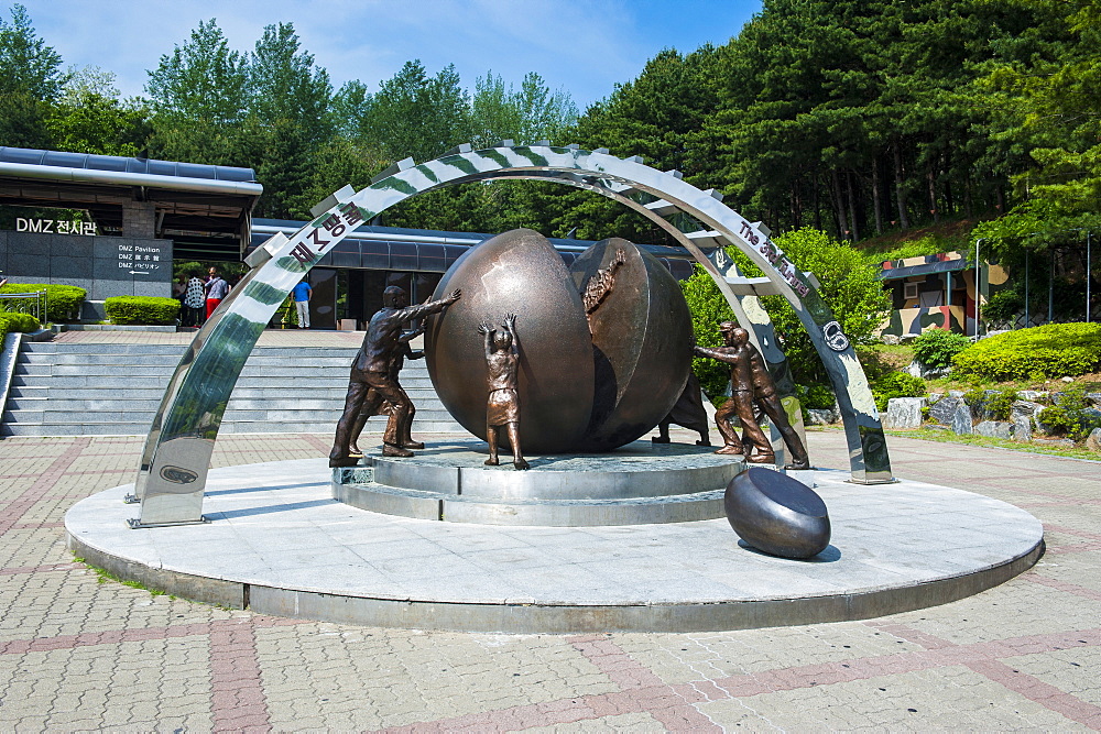 Monument for the unification at the high security border between South and North Korea, Panmunjom, South Korea, Asia