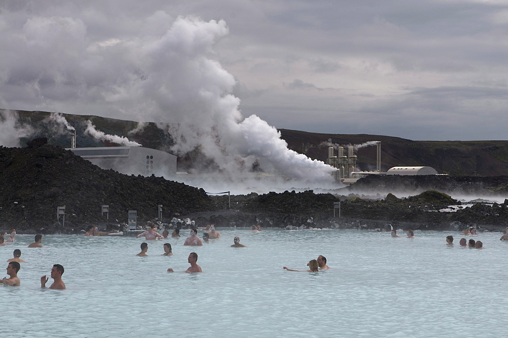 People bathing in hot spring, Blue Lagoon, Iceland, Polar Regions