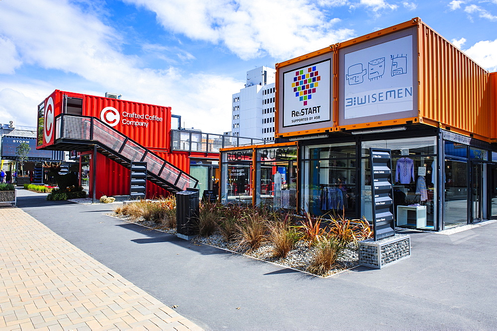 Rebuild center in containers in Christchurch, Canterbury, South Island, New Zealand, Pacific