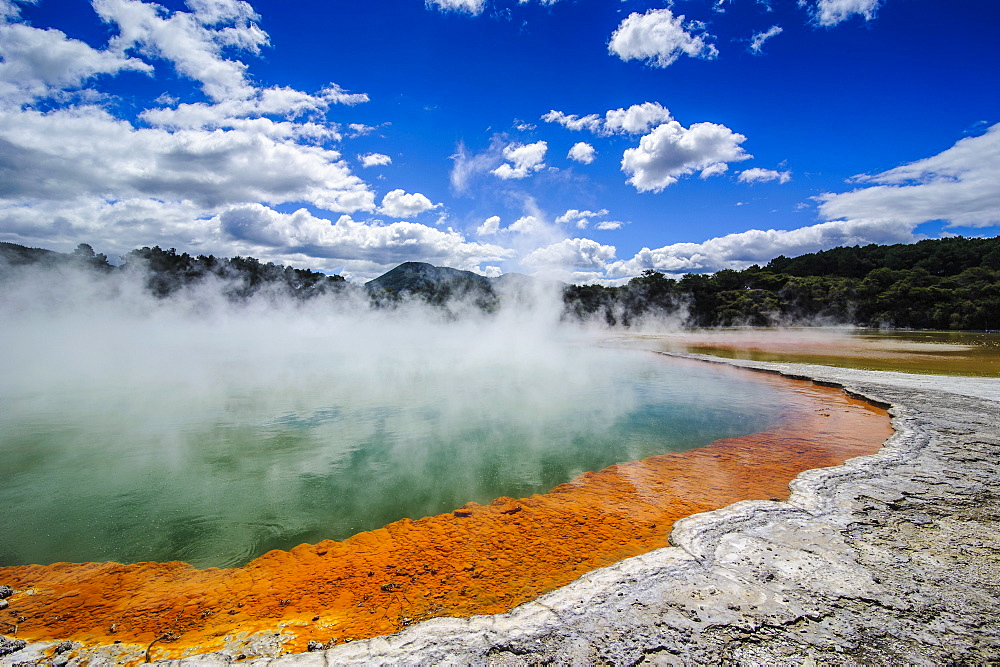 The colourful multi hued Champagne Pool, Wai-O-Tapu Thermal Wonderland, Waiotapu, North Island, New Zealand, Pacific