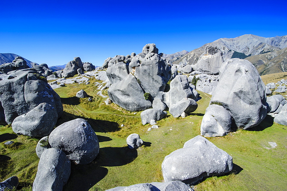 Limestone outcrops on Castle Hill, Canterbury, South Island, New Zealand, Pacific