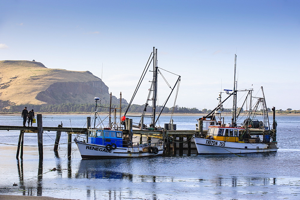 Fishing boats on the Otago peninsula, South Island, New Zealand, Pacific