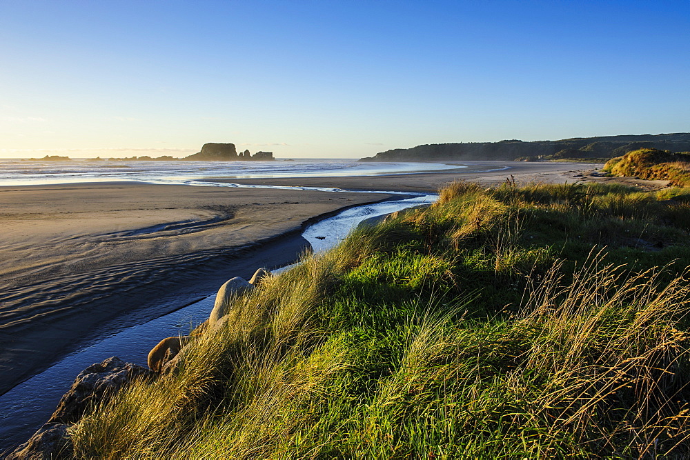 Sunset at Cape Foulwind near Westport, West Coast, South Island, New Zealand, Pacific