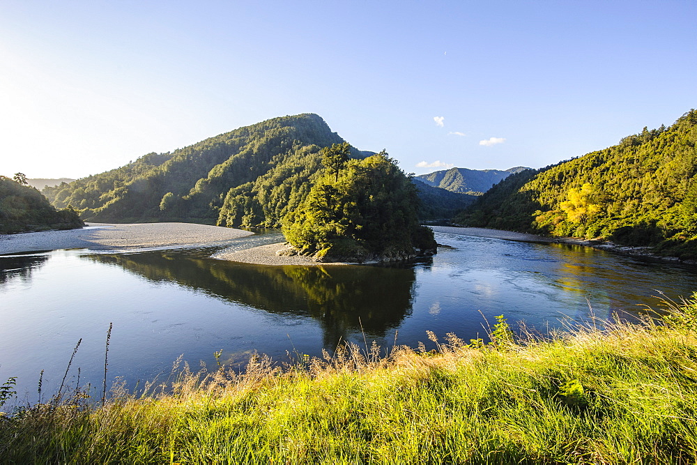 Beautiful Buller River in the Bulller Gorge, along the road from Westport to Reefton, South Island, New Zealand, Pacific