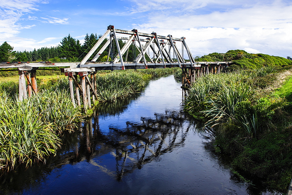 Old railway bridge along the road between Fox Glacier and Greymouth, South Island, New Zealand, Pacific 