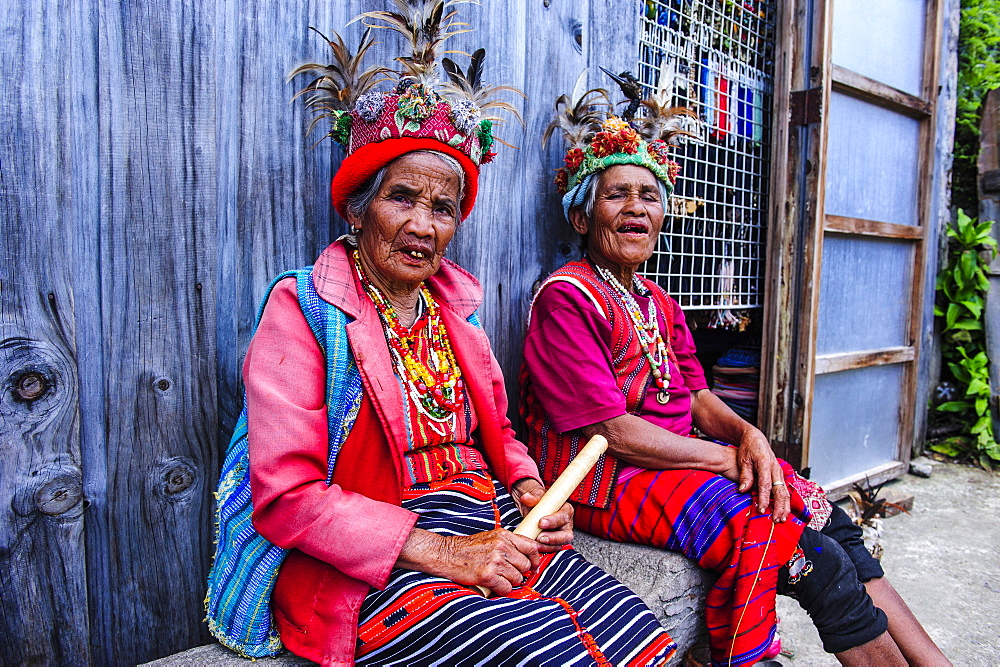 Traditional dressed Ifugao women sitting in Banaue, UNESCO World Heritage Site, Northern Luzon, Philippines, Southeast Asia, Asia