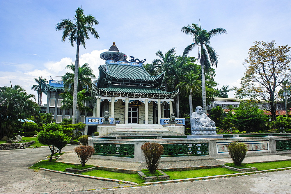 Buddhist statue in front of the Taoist temple in Davao, Mindanao, Philippines, Southeast Asia, Asia