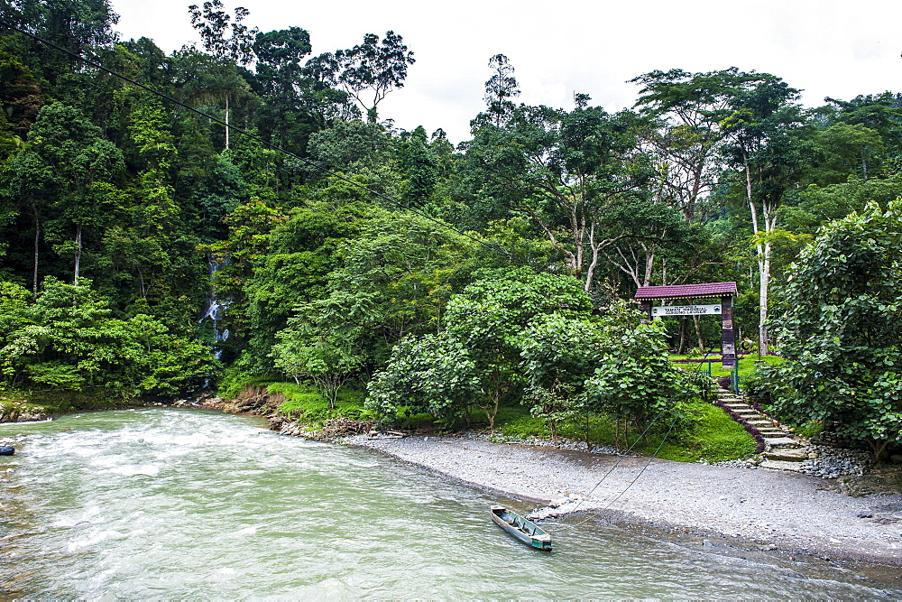 Bohorok River in front of the Bukit Lawang Orang Utan Rehabilitation station, Sumatra, Indonesia, Southeast Asia, Asia