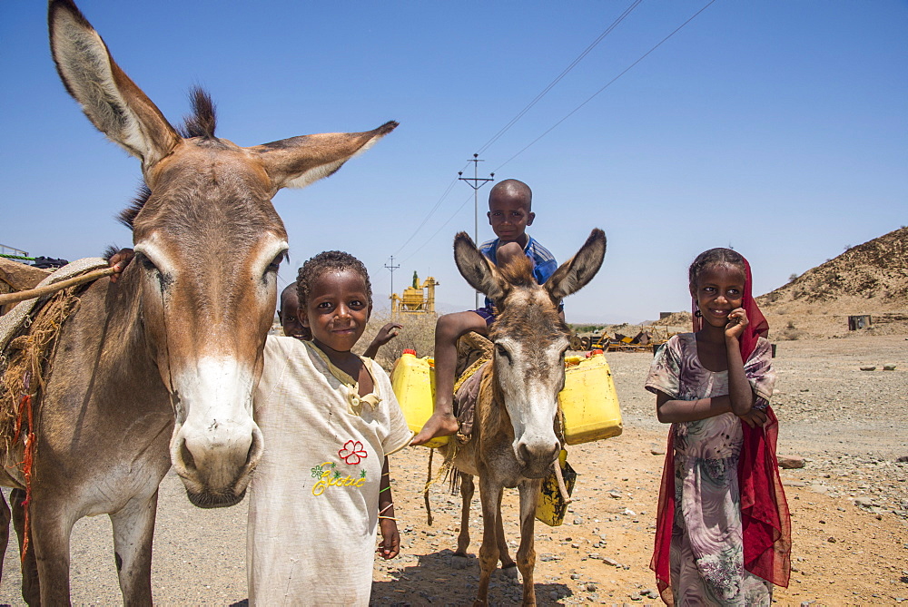 Happy young Bedouin children in the lowlands of Eritrea, Africa